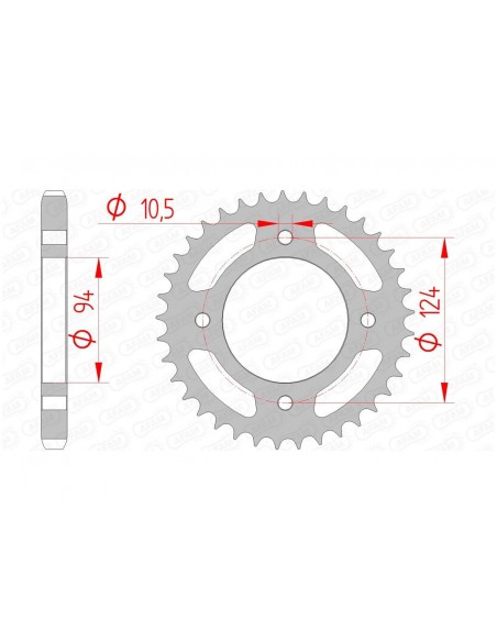 Couronne 37 dents acier standard pas 530 type 10505 HONDA CB 500 550 Four