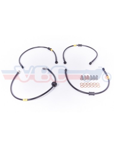 Kit durites aviation de frein avant + arrière HONDA GL 1000 K1/K2 GAINES NOIRES