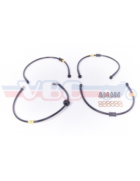 Kit durites aviation de frein avant + arrière HONDA GL 1000 K1/K2 GAINES NOIRES