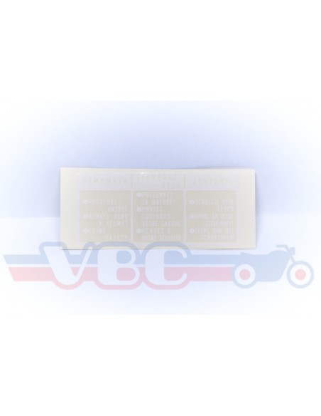 Autocollant "Remember" fond blanc en 3 langues 87560-375-680ZF