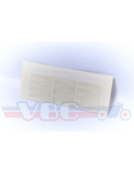 Autocollant "Remember" fond blanc en 3 langues 87560-375-680ZF